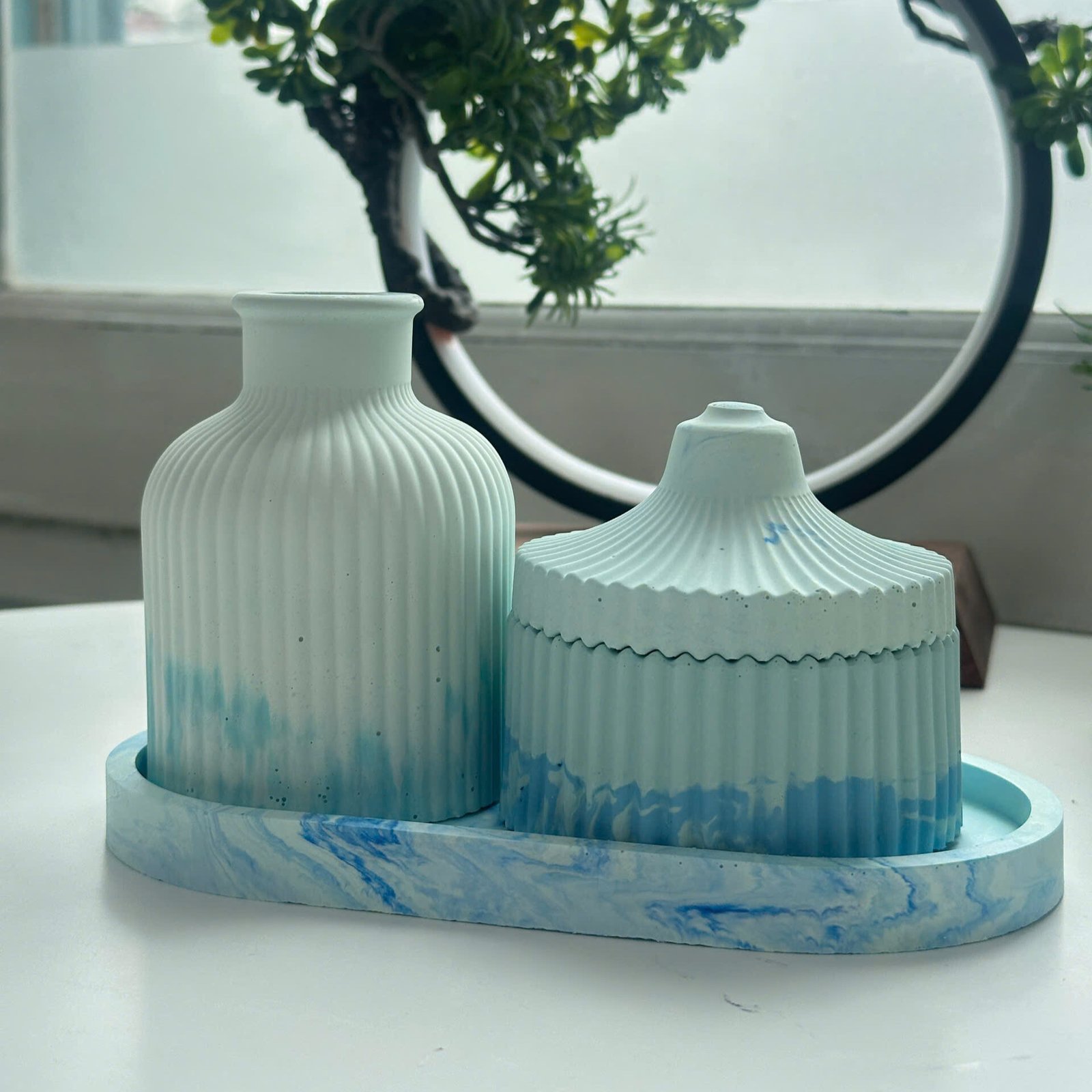 bộ thạch cao lọ hoa xanh 1308